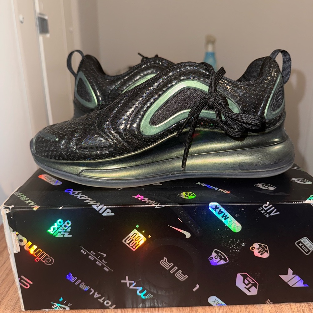 Nike Black and Green Kids Sneakers